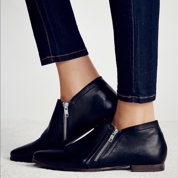 Free People Shoes - Free People black leather zip booties